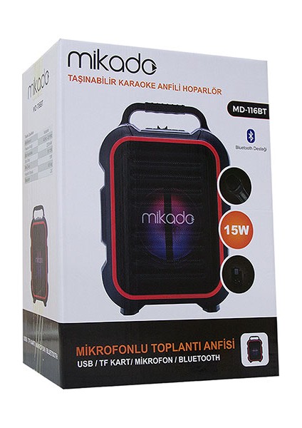 MD-116BT 15W 2 Adet Kablosuz El+Baş-Ense Mikrofonlu Usb/sd Bluetoothlu Toplantı Anfisi