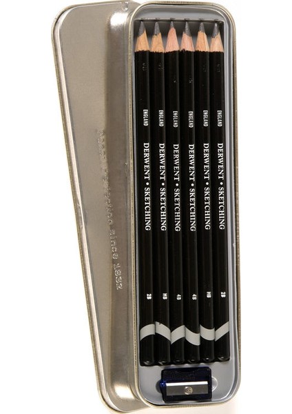 Sketching Pencils Karakalem Eskiz Çizim Kalemi Seti 6'lı Teneke Kutu