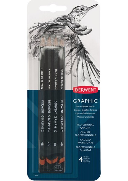 Graphic Pencils Dereceli Kalem Seti (Karakalem Eskiz Çizim Seti) Soft (Sketching) 4'lü Blister