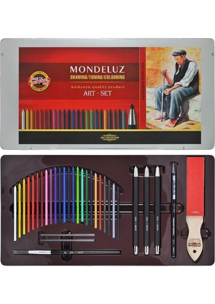 Mondeluz Aquarell Sulu Boya Kalemi Art Set 32 Parça Sulandırılabilir Resim Çizim Seti Metal Kutu