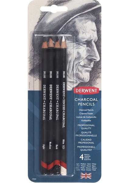 Charcoal Pencils Karakalem Eskiz Kömür Füzen Kalem Seti 4'lü Blister