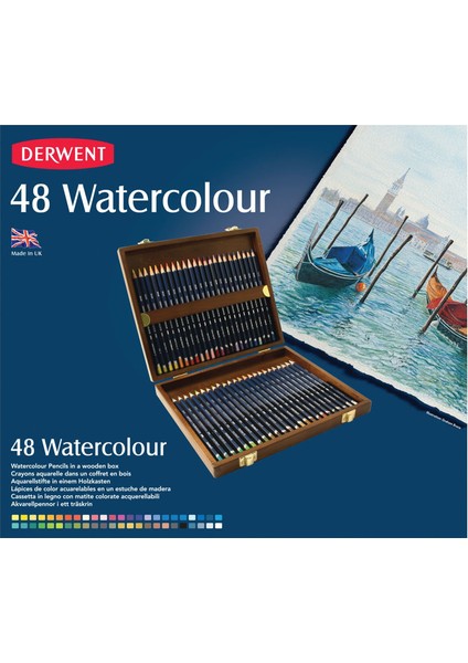 Watercolour Pencil Suluboya Kalem Seti 48'li Ahşap Kutu