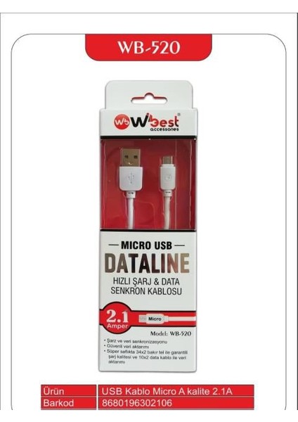 Micro USB Hızlı Şarj ve Data Kablosu fiyatları