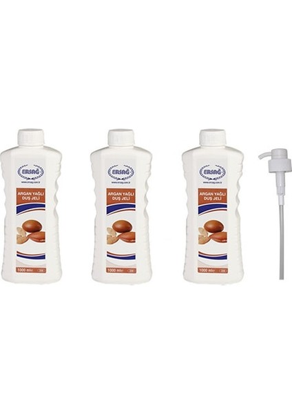 Argan Yağlı Duş Jeli 3 x 1000 ml + Pompa