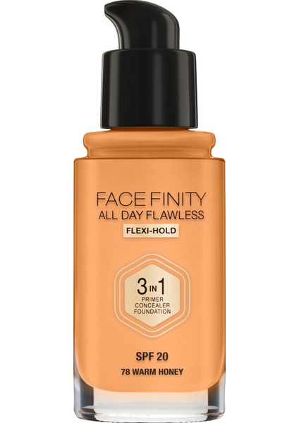 Facefınıty All Day Flawless Flexı-Hold 3 In 1 Kalıcı Fondöten 78 Warm Honey