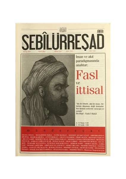 Sebilürreşad Dergisi Sayı : 1015 Nisan 2017