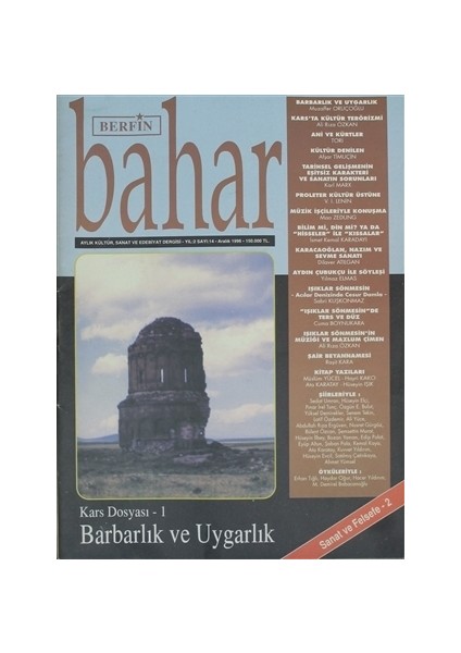 Aylık Kültür Sanat ve Edebiyat Dergisi Sayı : 14 Aralık 1996