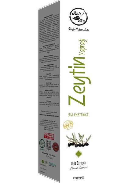 Aslı Bu Zeytin Yaprağı Ekstraktı 250 ml