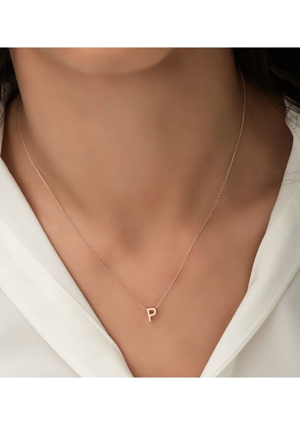 Gümüş 3 Boyutlu P Harf Kolye