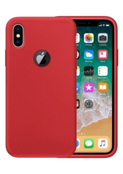 Apple iPhone X Kılıf Ultra Lüx Premier Lüx Silikon Kılıf - Kırmızı