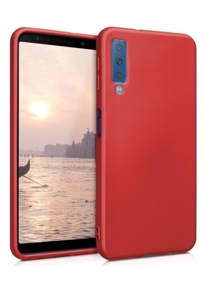 Samsung Galaxy A7 2018 Kılıf Ultra Lüx Premier Lüx Silikon Kılıf - Kırmızı