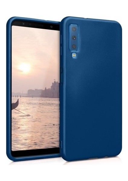 Samsung Galaxy A7 2018 Kılıf Ultra Lüx Premier Lüx Silikon Kılıf - Lacivert