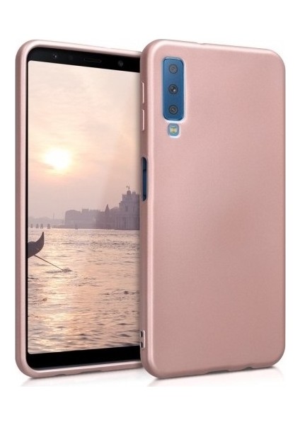 Samsung Galaxy A7 2018 Kılıf Ultra Lüx Premier Lüx Silikon Kılıf - Rose Gold
