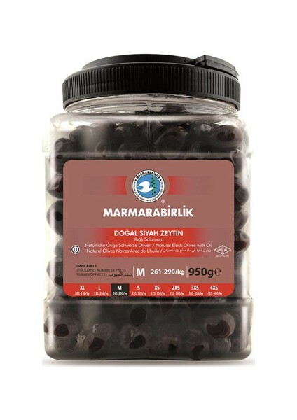 Süper (M) 261-290 Doğal Yağlı Salamura Zeytin Pet 950 gr
