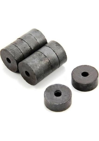 10 Adet 18X5X10 Mıknatıs , Delikli Ferrit Kömür Magnet