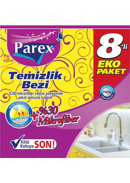 (%30 Microfiber) Temizlik Bezi 8'li