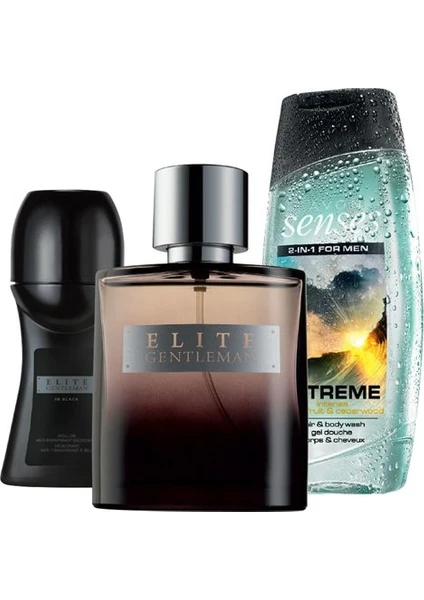 Elite Gentleman Edt 75 ml Rollon Duş Jeli 3 Lü Set