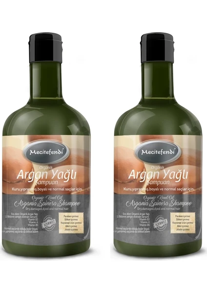 2 Adet Mecitefendi Organik Argan Yağlı Şampuan 2x400 ml