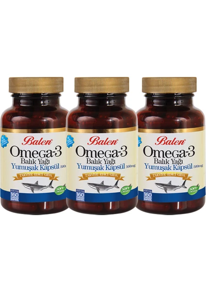 Omega 3 Balık Yağı 160 Yumuşak Kapsül 500 Mg x 3 Adet