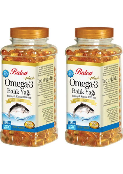 Omega 3 Balık Yağı 200 Yumuşak Kapsül 1000 Mg x 2 Adet