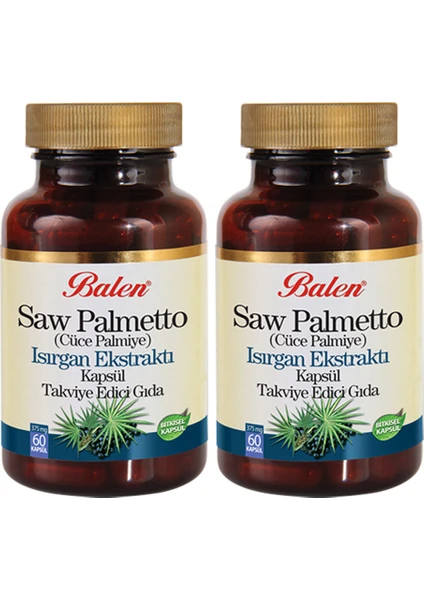 Saw Palmetto Cüce Palmiye Isırgan Ekstraktı 60 Kapsül x 2 Adet