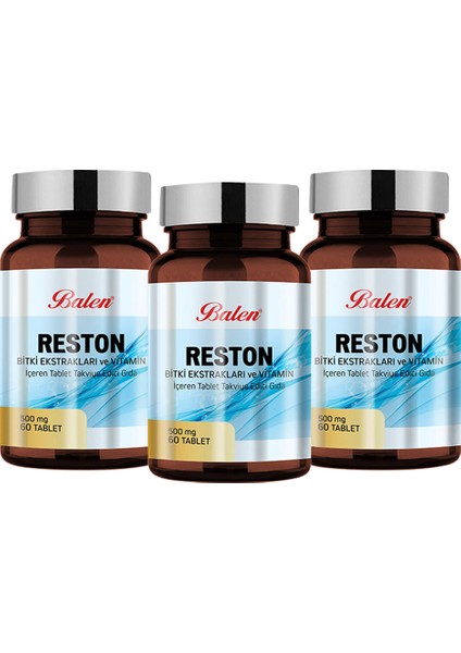 Reston Bitki Ekstraktları ve Vitamin 500 Mg 60 Kapsül x 3 Adet