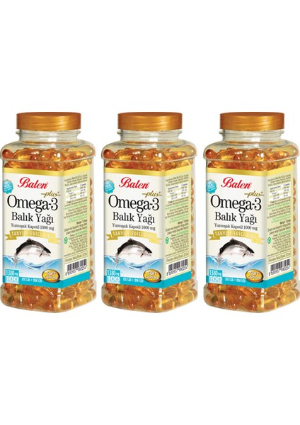Omega 3 Balık Yağı 100 Yumuşak Kapsül 1000 Mg x 3 Adet