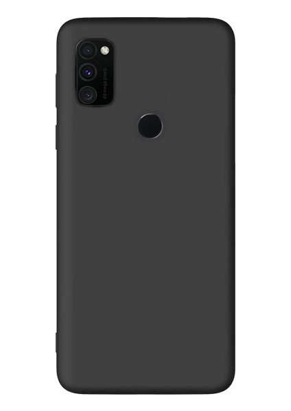 Samsung Galaxy M30s Kılıf Mat Premium Silikon Kılıf - Siyah + Cam Ekran Koruyucu