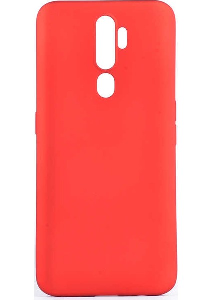 Oppo A5 2020 Kılıf Mat Premium Silikon Kılıf - Kırmızı + Nano Ekran Koruyucu