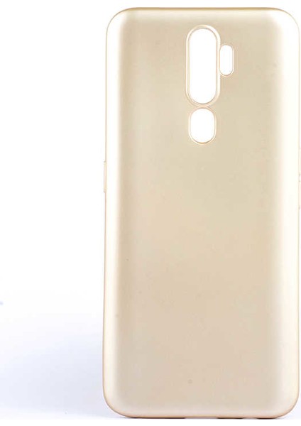 Oppo A5 2020 Kılıf Mat Premium Silikon Kılıf - Gold + Tam Kaplayan 5D Cam