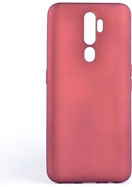 Oppo A9 2020 Kılıf Mat Premium Silikon Kılıf - Bordo + Tam Kaplayan 5D Cam