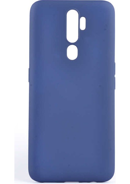 Oppo A9 2020 Kılıf Mat Premium Silikon Kılıf - Lacivert + Tam Kaplayan 5D Cam