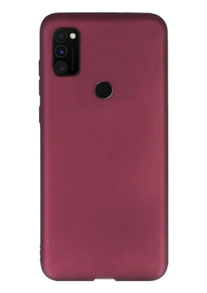 Samsung Galaxy M30s Kılıf Mat Premium Silikon Kılıf - Bordo + Tam Kaplayan 6D Nano Ekran Koruyucu