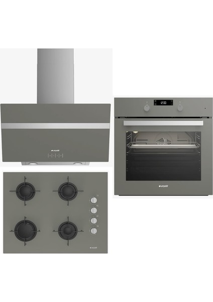 Ankastre Grion Tutku 3'lü Gri Cam Set (9542 Cdg Grion- P18 Ycg Grion - Ocd 606 5 Eg)