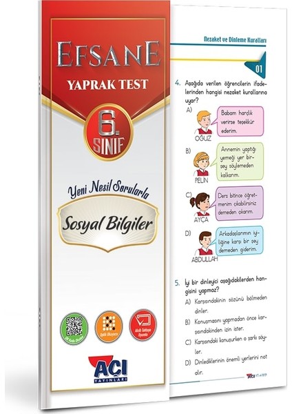 Açı Yayınları 6. Sınıf Sosyal Bilgiler Çek Kopart Yaprak Test