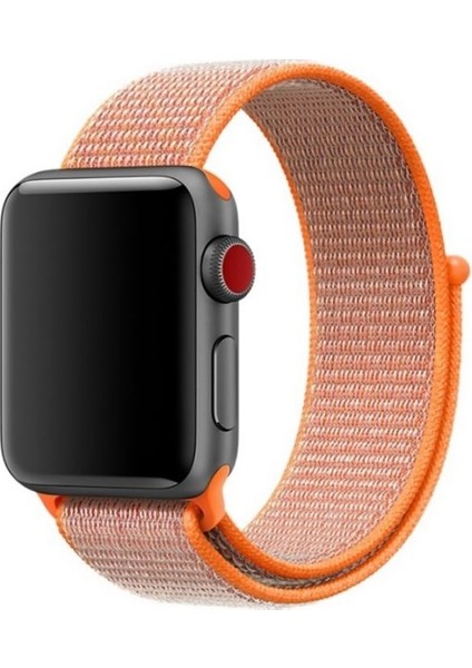 Apple Watch Özel Seri 38-40 mm 2-3-4-5-6-SE Uyumlu Spor Loop Dokuma Kordon - Turuncu