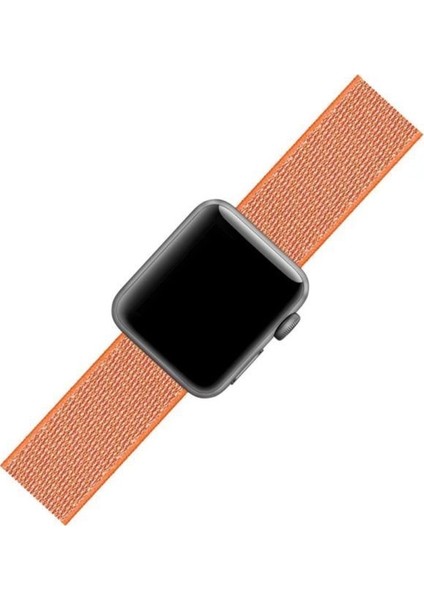 Apple Watch Özel Seri 38-40 mm 2-3-4-5-6-SE Uyumlu Spor Loop Dokuma Kordon - Turuncu