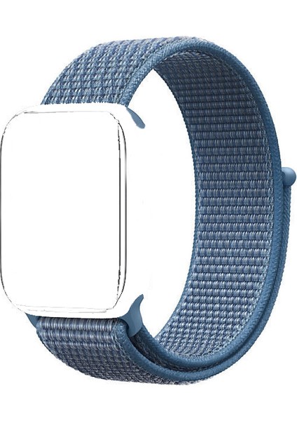 Apple Watch Özel Seri 38-40 mm 2-3-4-5-6-SE Uyumlu Spor Loop Dokuma Kordon - Mavi