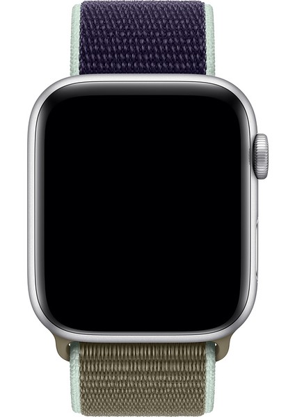 Apple Watch Özel Seri 38-40 mm 2-3-4-5-6-SE Uyumlu Spor Loop Dokuma Kordon - Açık Yeşil Mavi