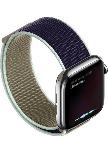 Apple Watch Özel Seri 42-44 mm 2-3-4-5-6-SE Uyumlu Spor Loop Dokuma Kordon - Açık Yeşil Mavi