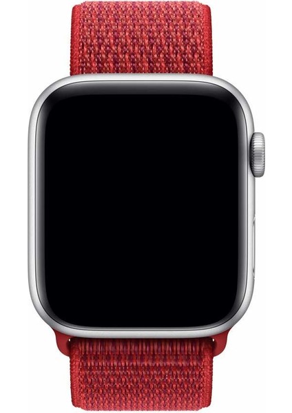 Apple Watch Özel Seri 42-44 mm 2-3-4-5-6-SE Uyumlu Spor Loop Dokuma Kordon - Kırmızı