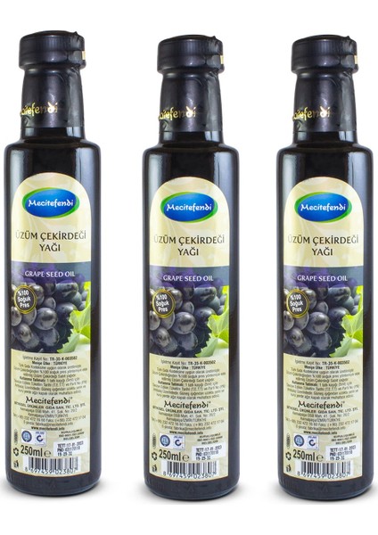 3'lü Mecitefendi Üzüm Çekirdeği Yağı 3 x 250 ml