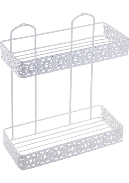 2 KATLI DESENLİ BANYO RAFI BEYAZ BK078