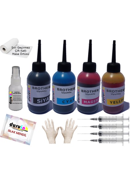 Brother Lc1240 Lc1280 Lc39 Lc985 4x100 ml Mürekkep Seti - 4 Renk modelleri