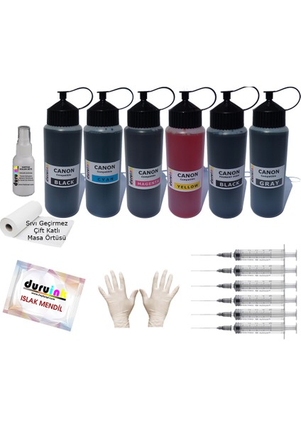 Canon Mg6250 Mg8150 Mg8170 Mg8250 6x500 ml Mürekkep Seti - 6 Renk modelleri