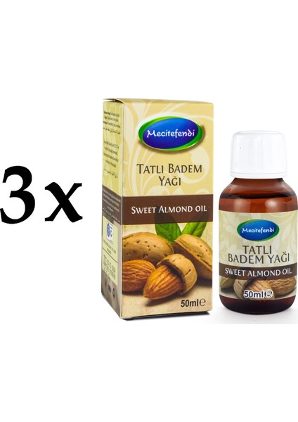 3'lü Mecitefendi Tatlı Badem Yağı 3 x 50 ml