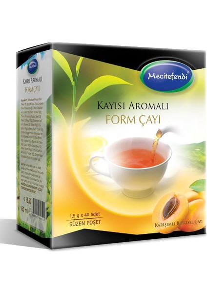 3'lü mecitefendi Kayısı Aromalı Form Çayı (Süzen Poşet 40'lı)