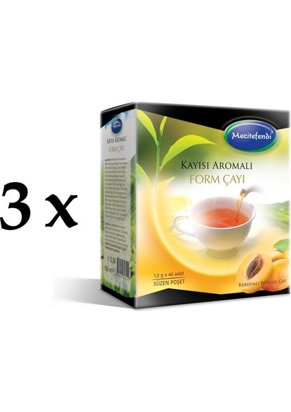 3'lü mecitefendi Kayısı Aromalı Form Çayı (Süzen Poşet 40'lı)