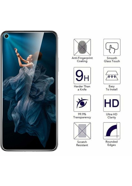 Huawei Honor 20 Temperli Cam Ekran Koruyucu - Şeffaf
