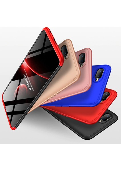 Oppo A5S Kılıf Double Dip 360 Protective - Siyah - Kırmızı indirimleri